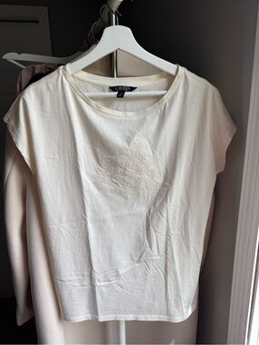 Ralph Lauren Cream Short Sleeve Embroidered Tee